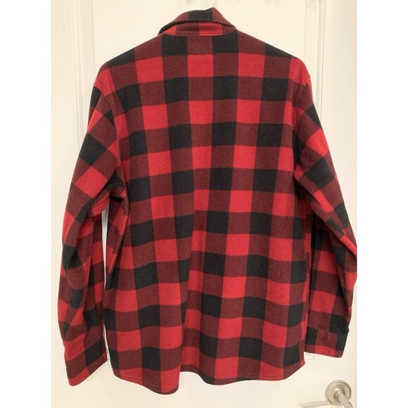 Wrangler Authentics Button-Up Shirt Men's Medium Red Black Buffalo Plaid Fleece - Picture 2 of 8